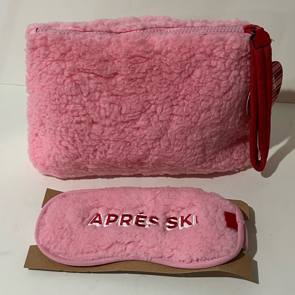 PINK Victoria’s Secret Sherpa Cosmetic Bag + Eye Mask Set NWT - Picture 6 of 8